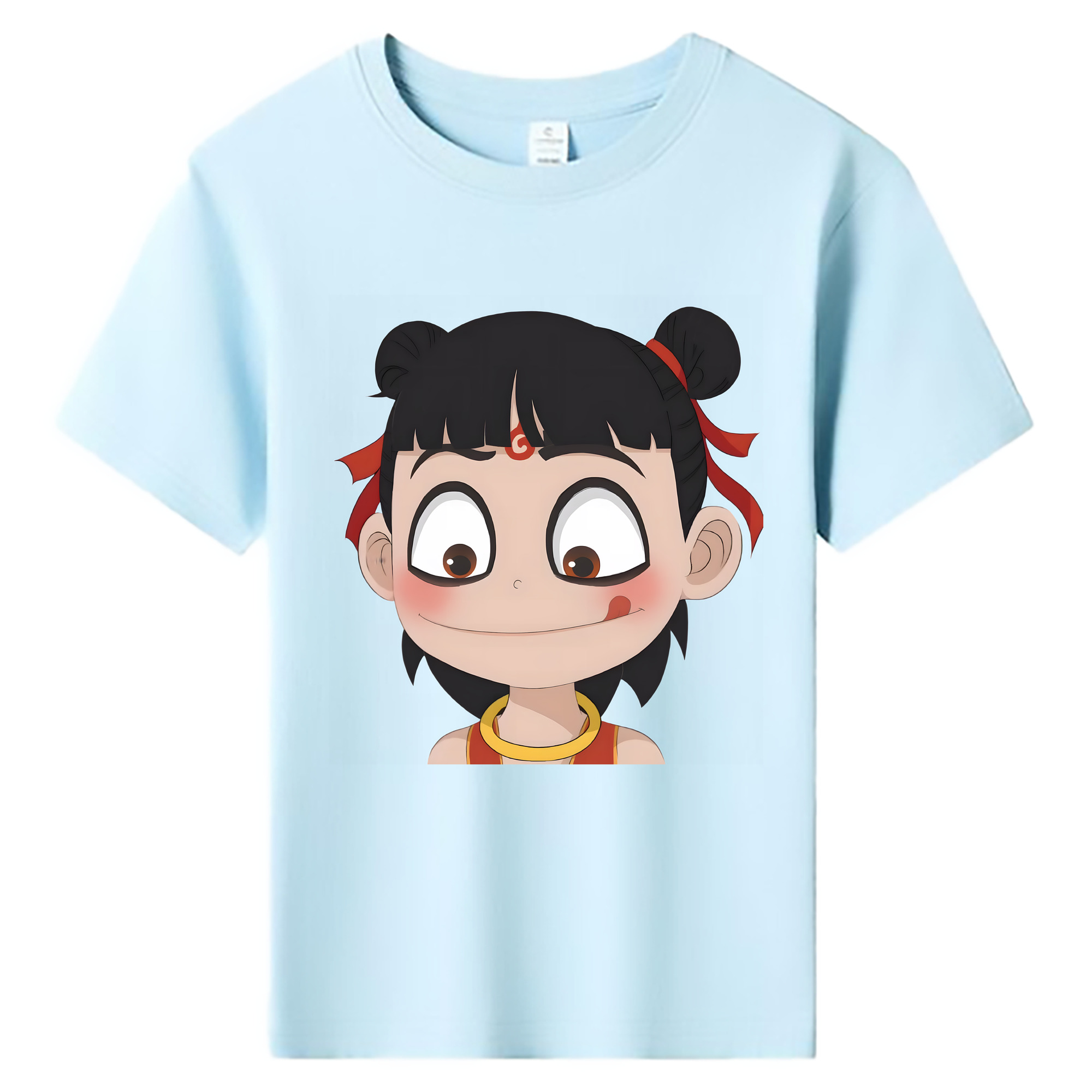 （画像用） Ne Zha 2 ナタ 魔童の大暴れ 綿100％キッズTシャツ（フロントプリント）